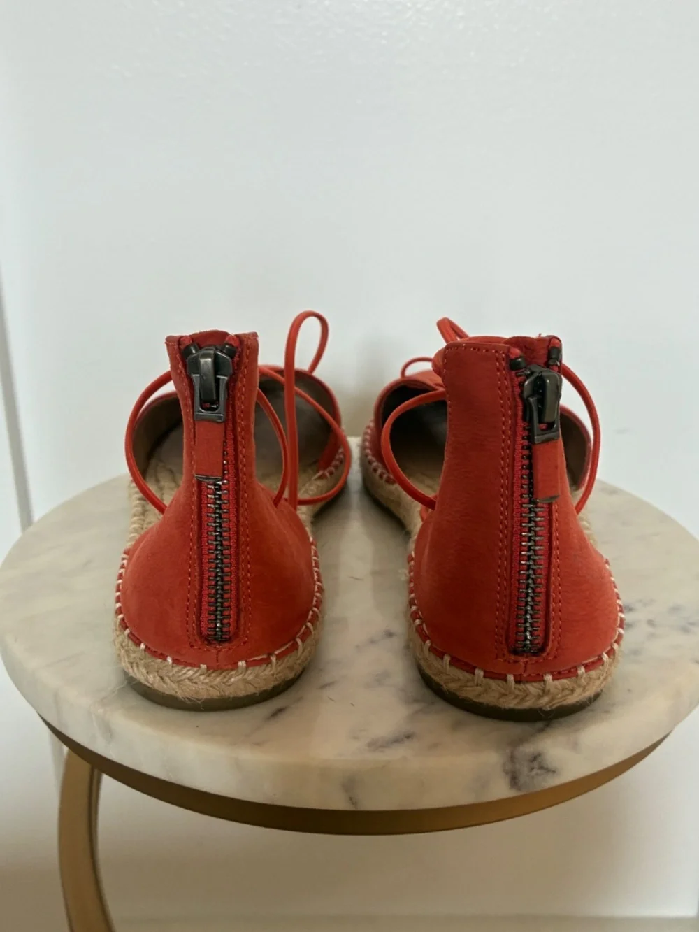 Eileen Fisher orange Lace Up espadrille sandals